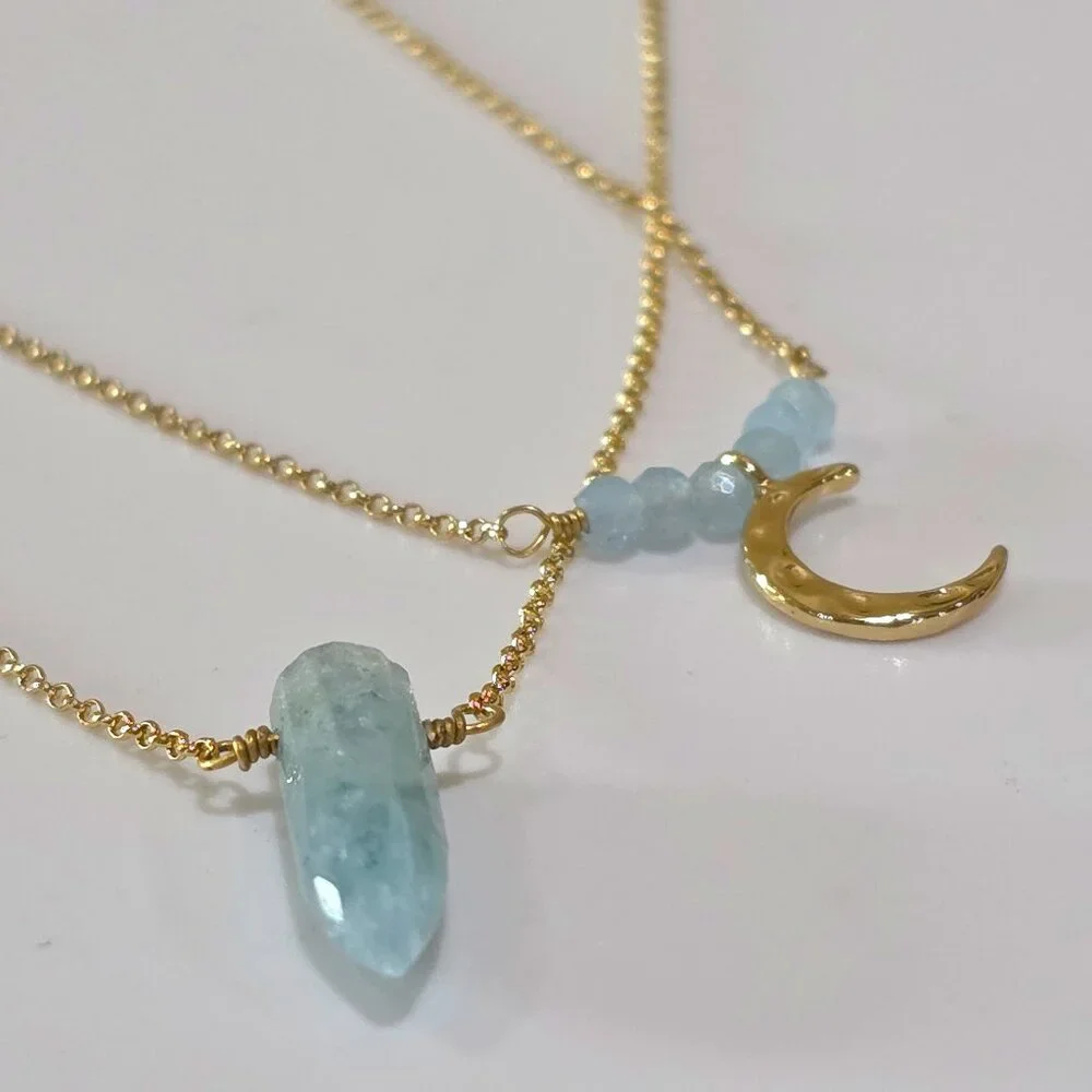 Luna Norte Amazonite Moon 14k Gold Plated Brass 18